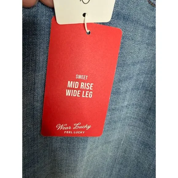 Lucky Brand Mid Rise Sweet Wide Leg Jeans Women's 14/32 Moonlit Mist Wash New - Picture 7 of 15